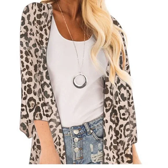 PinkMilly Leopard Print Kimono - Picture 1 of 8